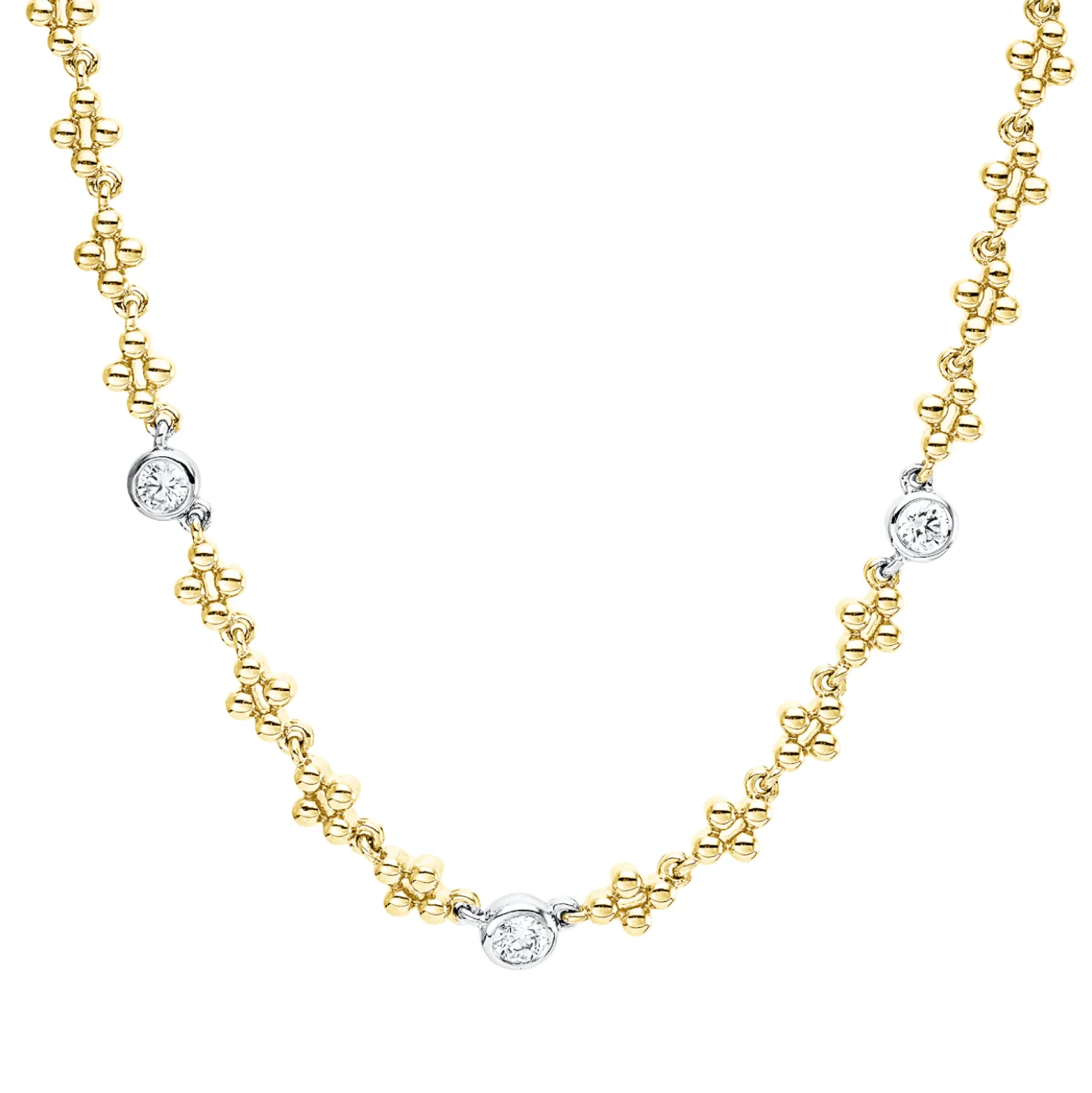 Collier aus 750 Gold gelb/weiß 3 Brillanten 0,16ct TW-PI L:40cm Zarge