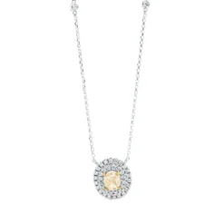 Collier aus 750 Gold gelb/weiß 41 Diamanten 1,02ct L:43cm 4er-Krappe