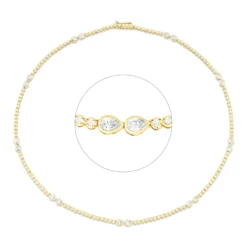 Collier aus 750 Gold gelb/weiß 151 Diamanten 3,23ct TW-SI L:41cm