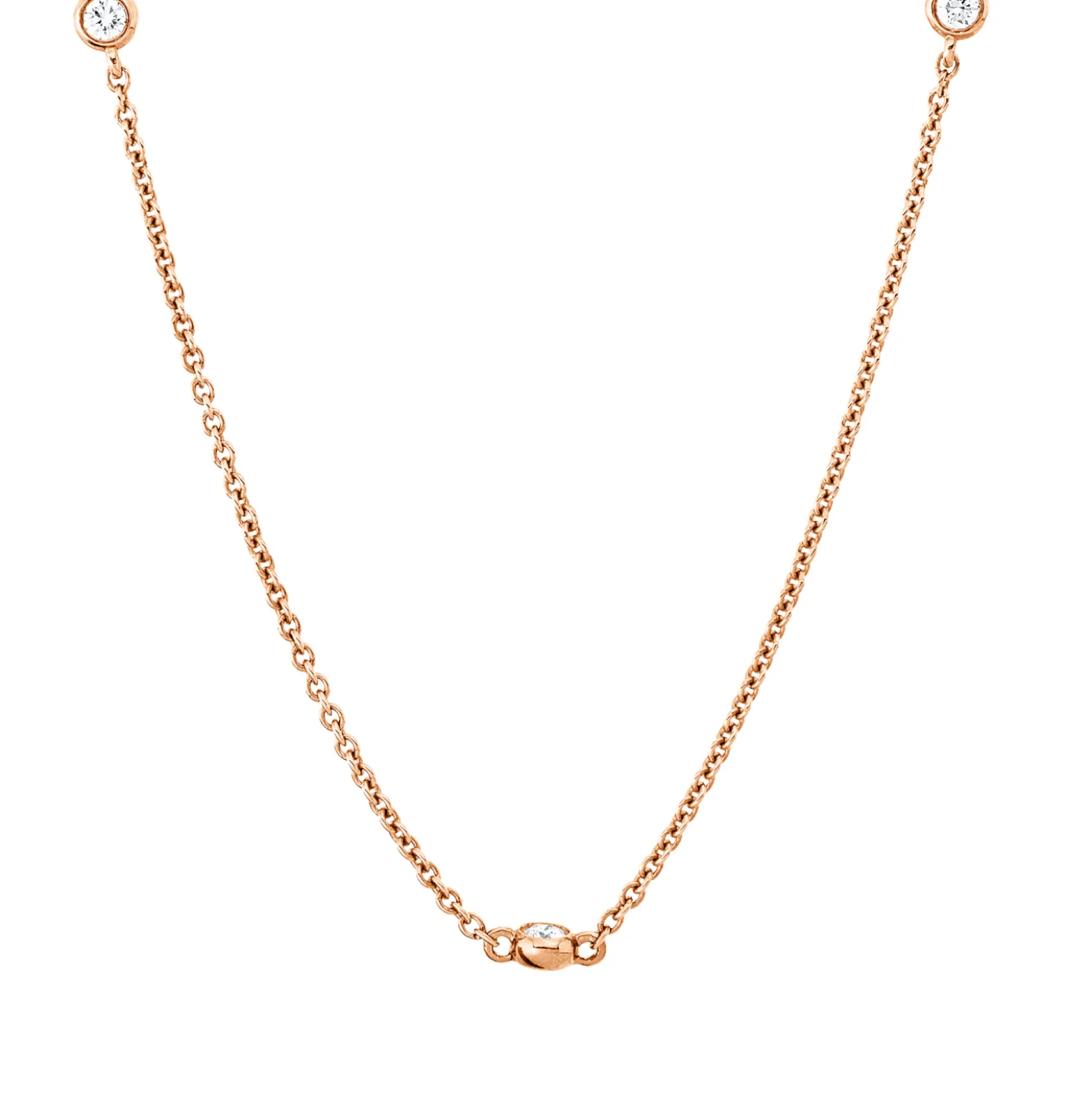 Collier aus 750 Gold Rotgold 11 Brillanten 0,3ct I-SI L:55,9cm Zarge