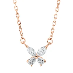 Collier aus 750 Gold Rotgold 4 Diamanten 0,17ct TW-VSI L:45,7cm
