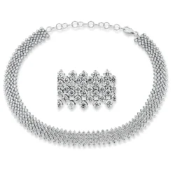Collier aus 750 Gold Weißgold 515 Brillanten 14,04ct TW-SI L:42mm