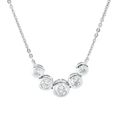 Collier aus 750 Gold Weißgold 5 Brillanten 0,56ct TW-SI L:45,5cm Zarge