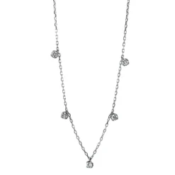 Collier aus 750 Gold Weißgold 5 Brillanten 0,37ct TW-SI L:40,6cm