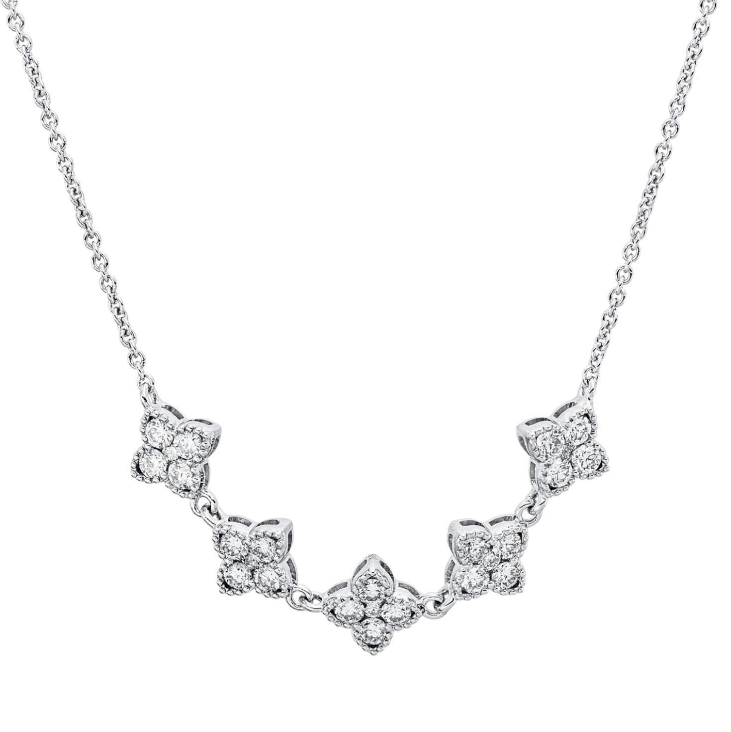 Collier aus 750 Gold Weißgold 25 Brillanten 0,6ct W-SI L:45cm