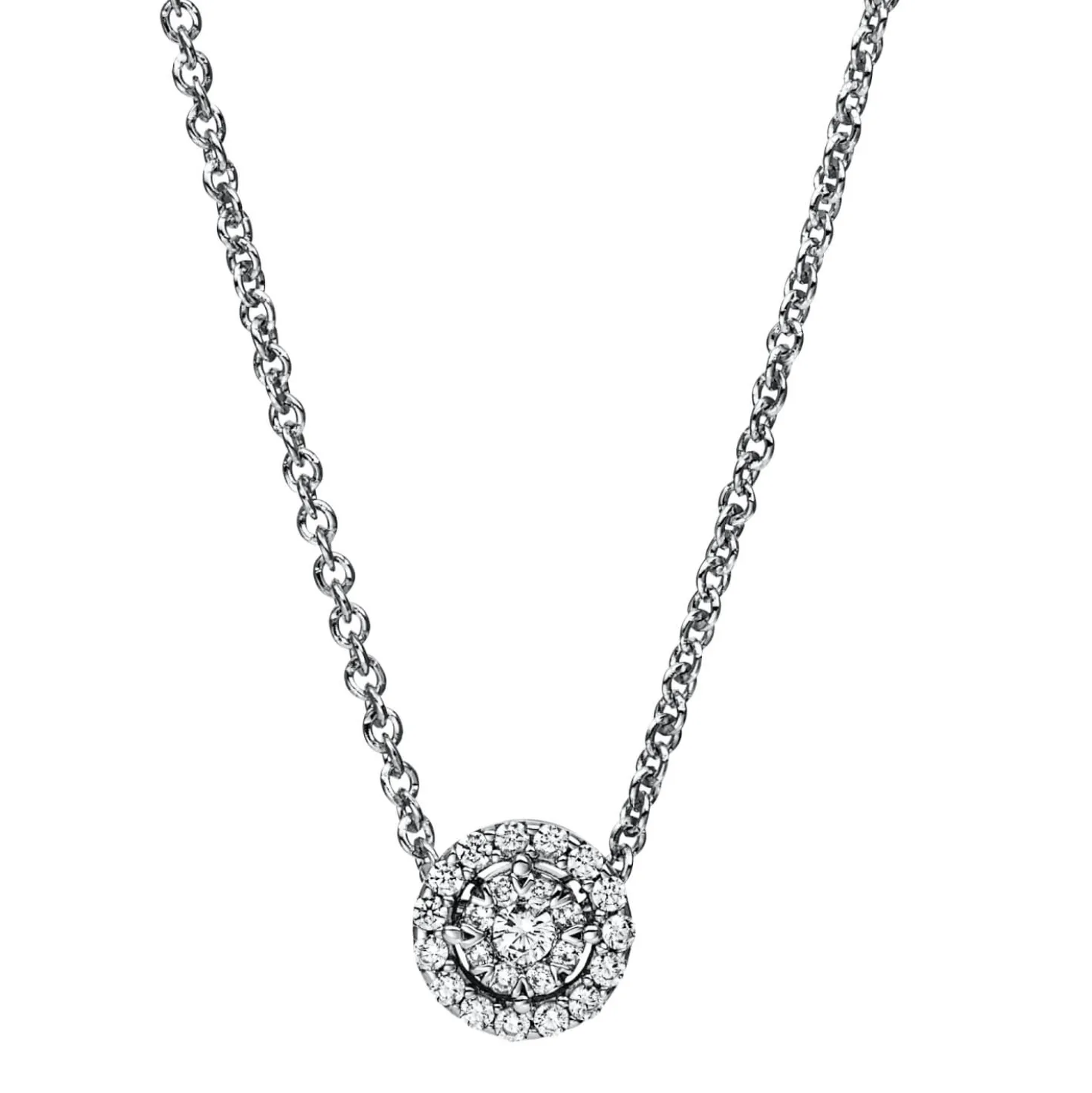 Collier aus 585 Gold Weißgold 24 Brillanten 0,12ct TW-SI L:45cm 4er-Krappe