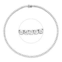 Collier aus 750 Gold Weißgold 105 Brillanten 21,06ct TW-SI L:43cm 4er-Krappe