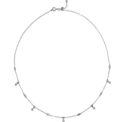Collier aus 750 Gold Weißgold 11 Brillanten 0,18ct W-SI L:45cm