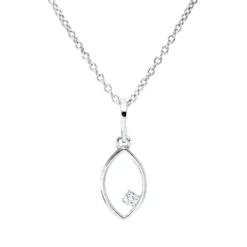 Collier aus 750 Gold Weißgold Brillant 0,02ct TW-SI L:45cm 4er-Krappe