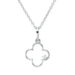 Collier aus 750 Gold Weißgold Brillant 0,02ct TW-SI L:45cm 4er-Krappe