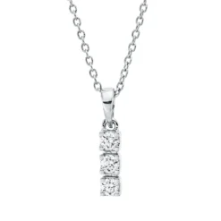 Collier aus 750 Gold Weißgold 3 Brillanten 0,11ct TW-SI L:45cm