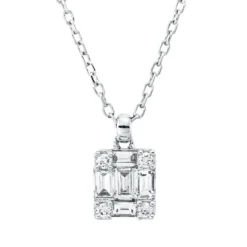 Collier aus 750 Gold Weißgold 9 Diamanten 0,23ct L:45,7cm