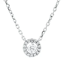 Collier aus 750 Gold Weißgold 15 Diamanten 0,19ct L:45cm