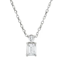Collier aus 750 Gold Weißgold 2 Diamanten 0,29ct TW-SI L:45cm