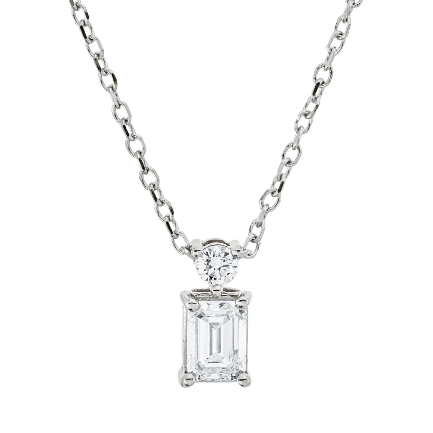 Collier aus 750 Gold Weißgold 2 Diamanten 0,29ct TW-SI L:45cm