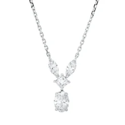Collier aus 750 Gold Weißgold 4 Diamanten 0,94ct F-SI L:43cm