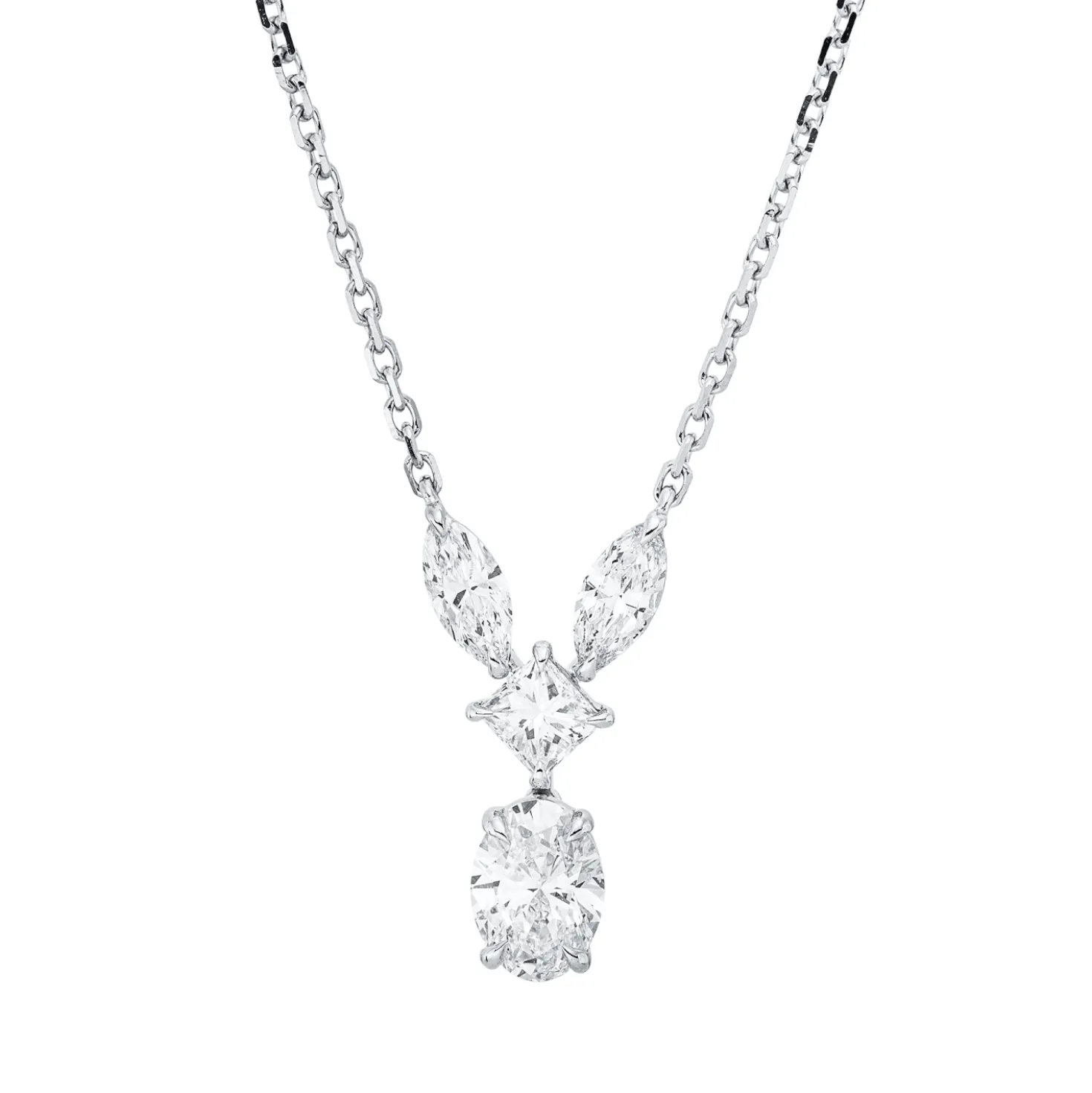 Collier aus 750 Gold Weißgold 4 Diamanten 0,94ct F-SI L:43cm