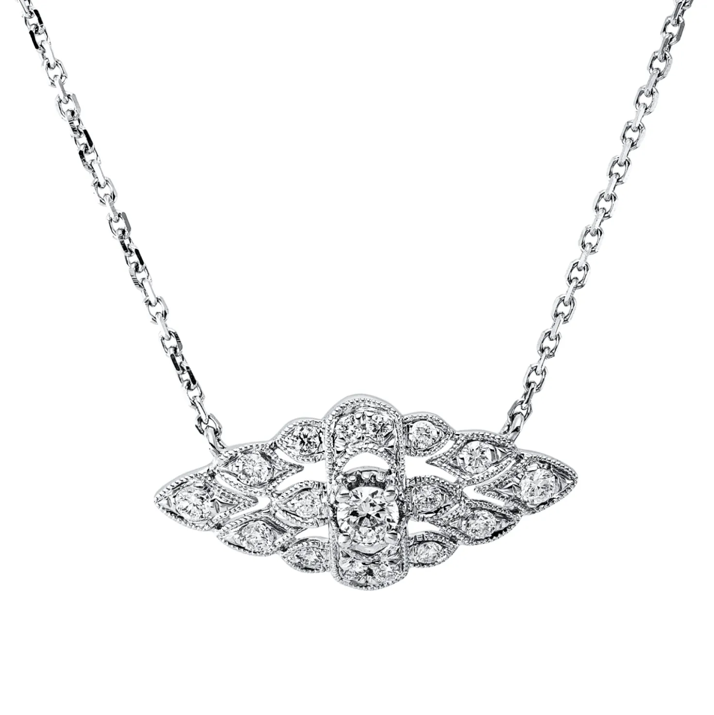 Collier aus 750 Gold Weißgold 19 Diamanten 0,37ct TW-SI/PI L:45,7cm