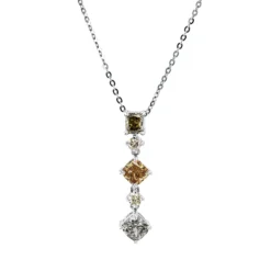 Collier aus 750 Gold Weißgold 5 Diamanten 1,36ct L:43,2cm