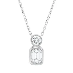Collier aus 750 Gold Weißgold 2 Diamanten 0,48ct TW-SI L:45cm Zarge