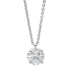 Collier aus 750 Gold Weißgold 5 Diamanten 0,23ct TW-SI L:45cm