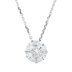 Collier aus 750 Gold Weißgold 5 Diamanten 0,86ct TW-SI L:45cm