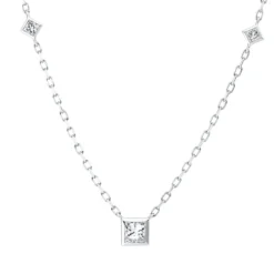 Collier aus 750 Gold Weißgold 3 Diamanten 0,25ct TW-SI L:45,7cm