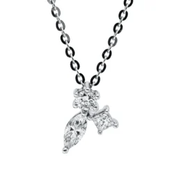 Collier aus 750 Gold Weißgold 3 Diamanten 0,27ct L:45,7cm