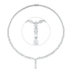 Collier aus 750 Gold Weißgold 130 Diamanten 20,51ct TW-SI L:45,7cm