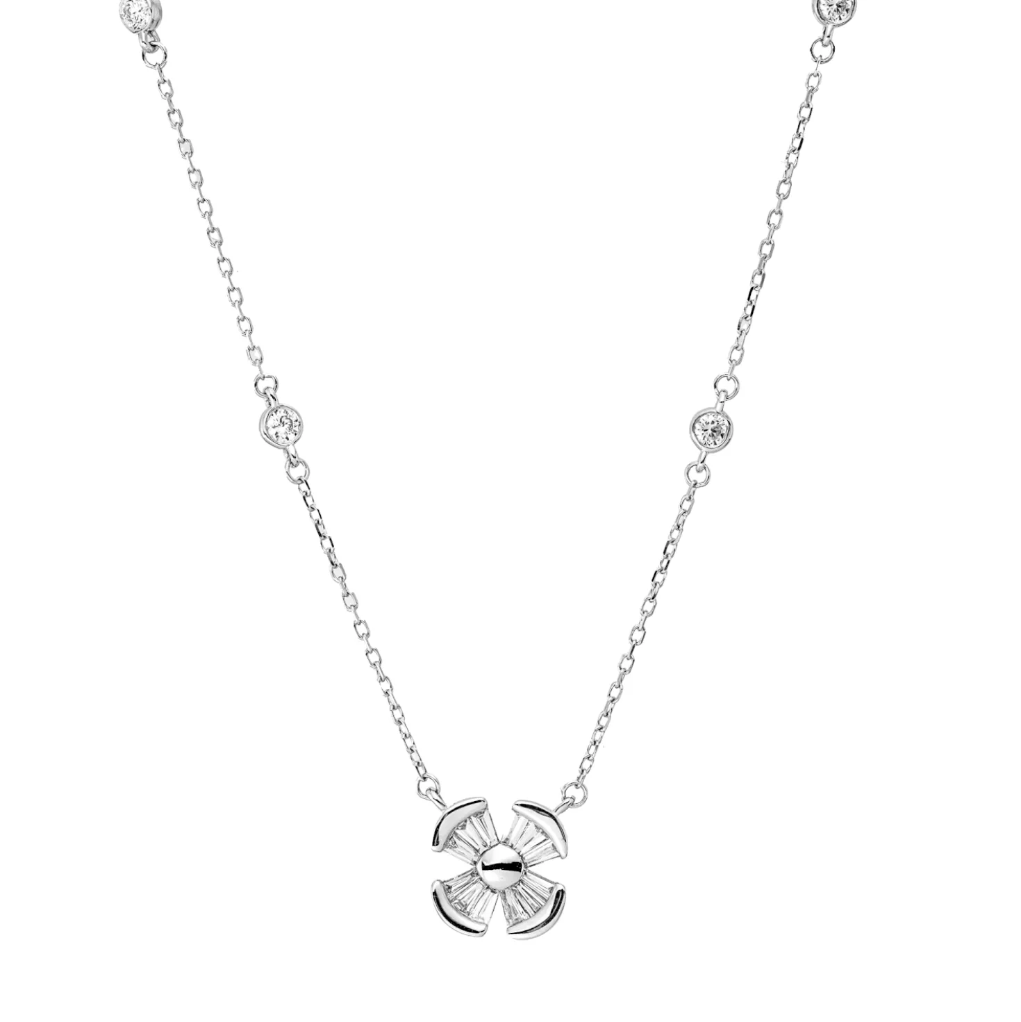 Collier aus 750 Gold Weißgold 16 Diamanten 0,36ct L:45,7cm