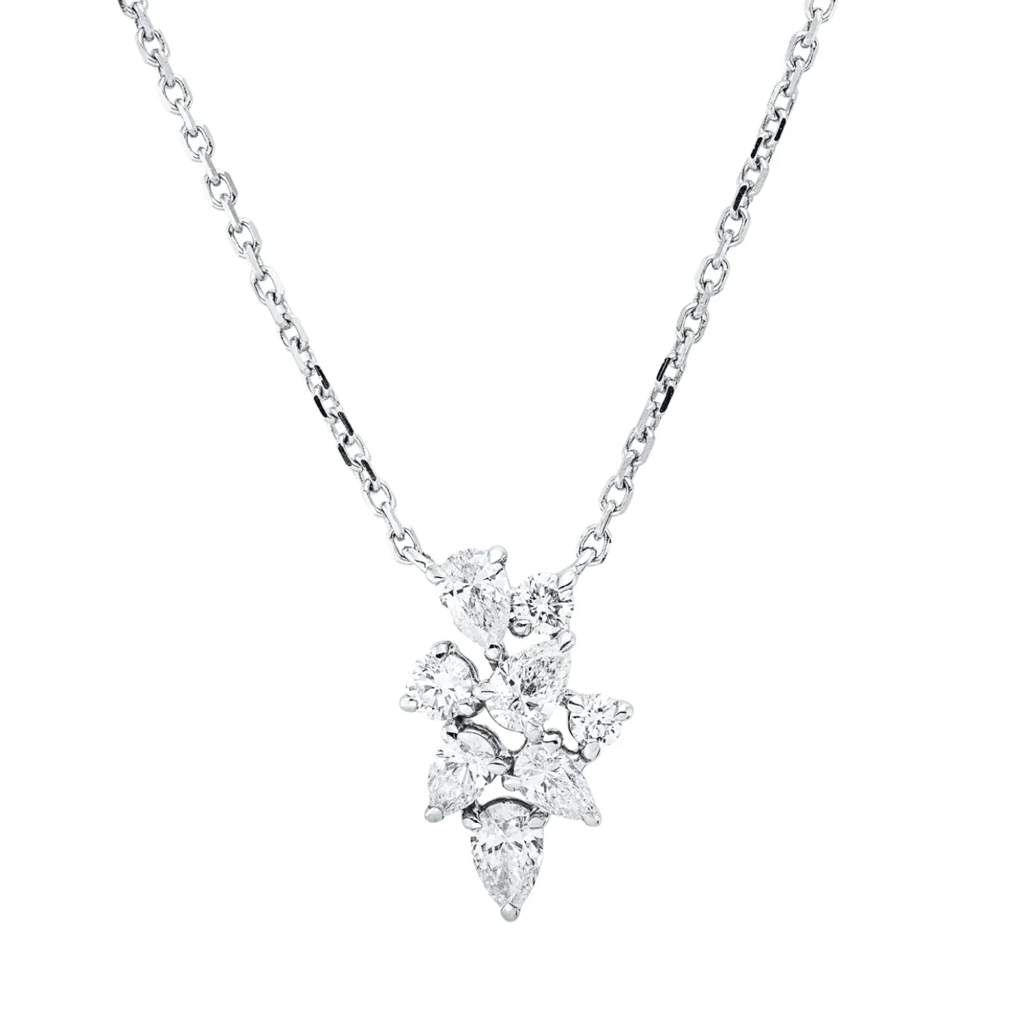 Collier aus 750 Gold Weißgold 8 Diamanten 0,47ct TW-SI L:45cm