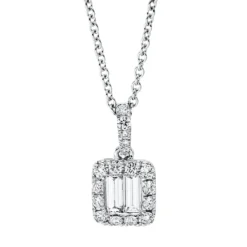 Collier aus 750 Gold Weißgold 19 Diamanten 0,49ct TW-SI L:45cm