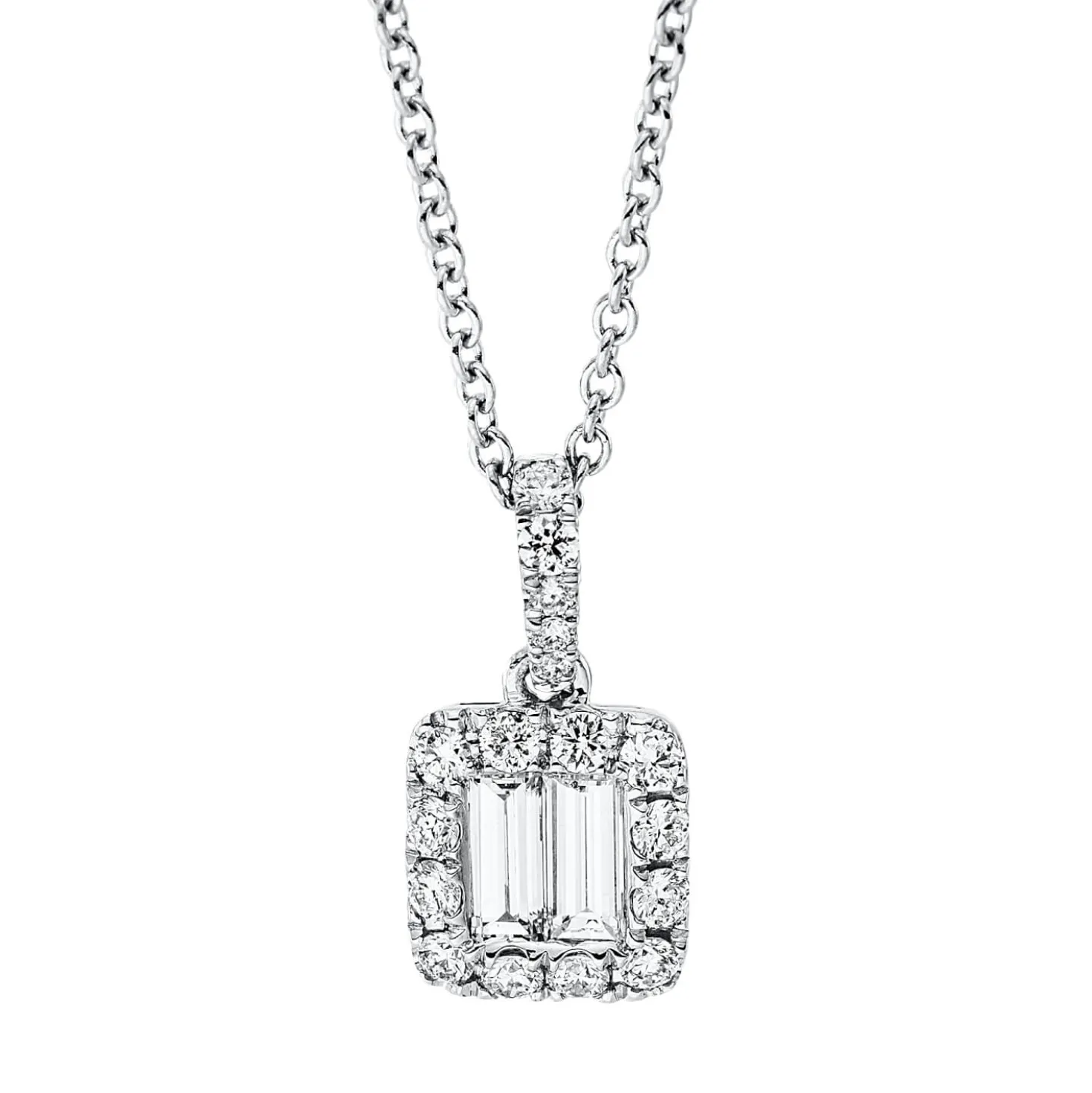Collier aus 750 Gold Weißgold 19 Diamanten 0,49ct TW-SI L:45cm