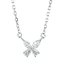 Collier aus 750 Gold Weißgold 4 Diamanten 0,16ct TW-VSI L:45,7cm