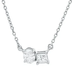 Collier aus 750 Gold Weißgold 2 Diamanten 0,29ct TW-SI L:45cm