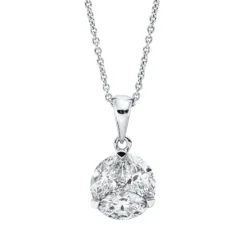 Collier aus 750 Gold Weißgold 4 Diamanten 0,73ct TW-SI/PI L:43cm