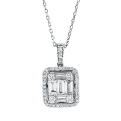 Collier aus 585 Gold Weißgold 49 Diamanten 0,92ct F-SI L:45cm