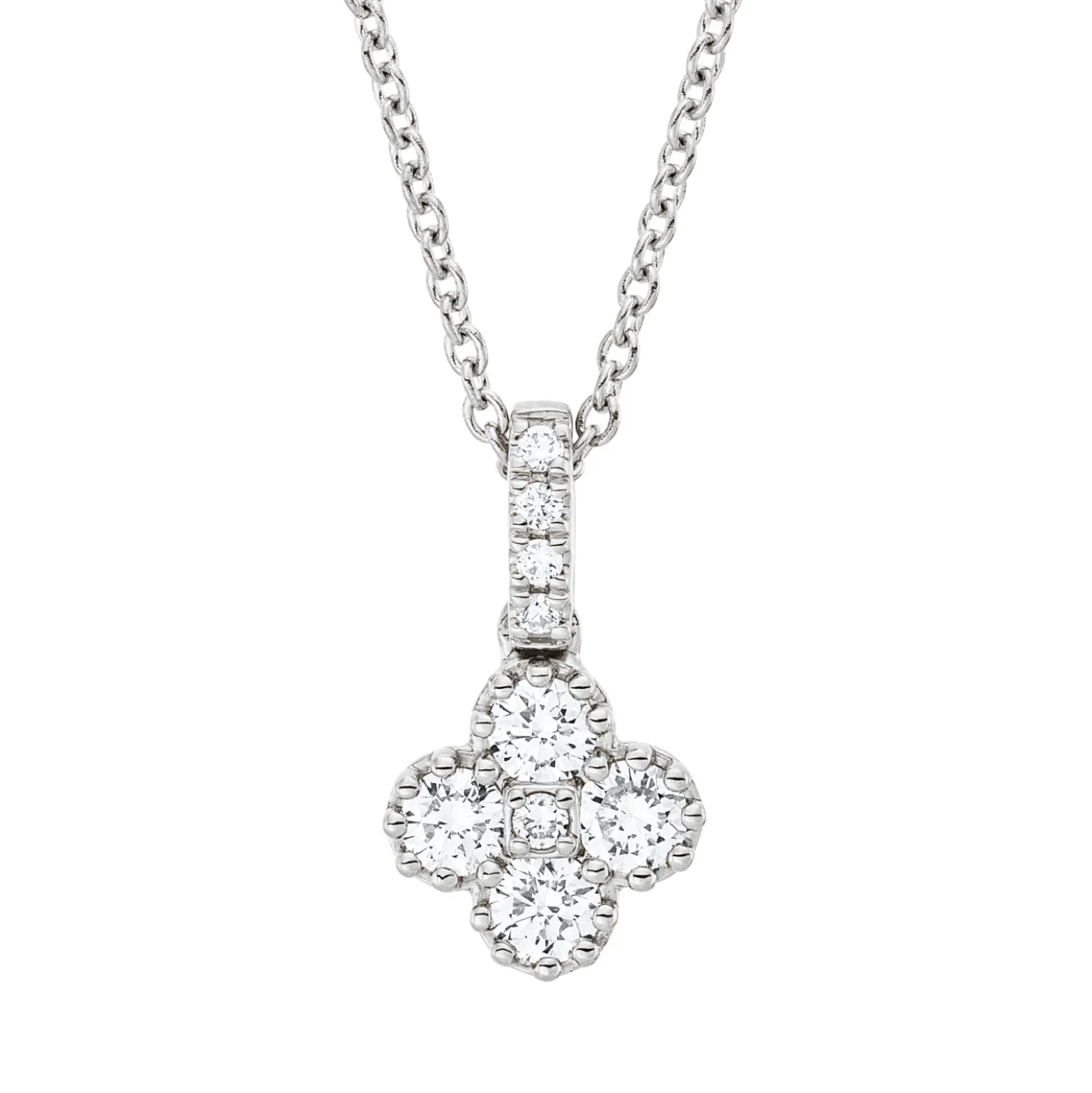 Collier aus 750 Gold Weißgold 9 Diamanten 0,36ct TW-SI L:45cm