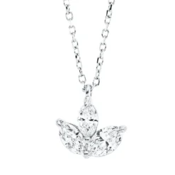Collier aus 750 Gold Weißgold 3 Diamanten 0,46ct TW-SI L:45cm