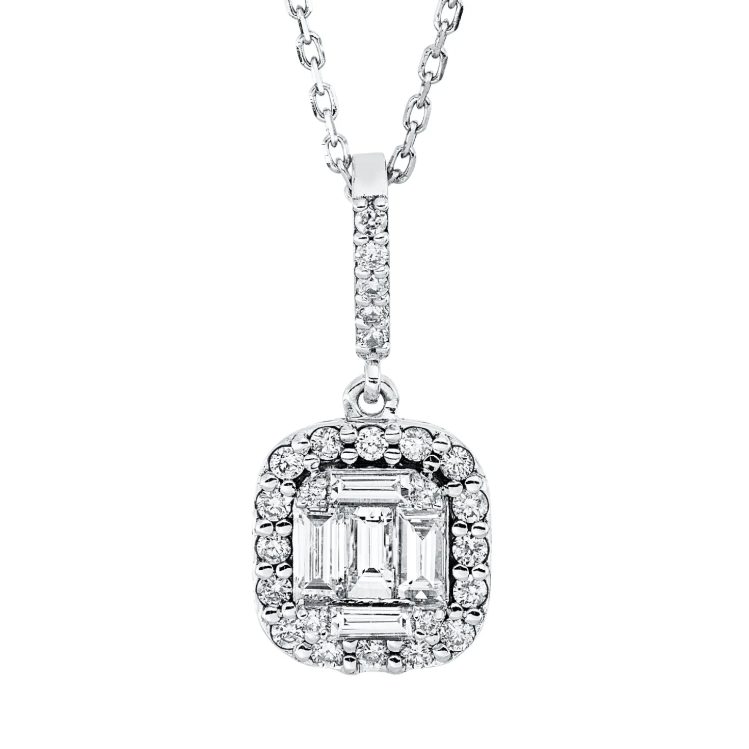 Collier aus 585 Gold Weißgold 30 Diamanten 0,65ct F-SI L:45cm