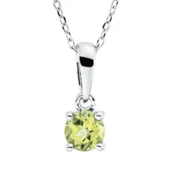 Collier aus 750 Gold Weißgold Peridot 0,29ct grün L:45cm 4er-Krappe