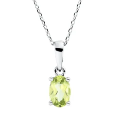 Collier aus 750 Gold Weißgold Peridot 0,48ct grün L:45cm 4er-Krappe