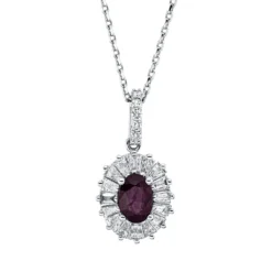 Collier aus 750 Gold Weißgold Rubin 0,58ct rot 21 Diamanten 0,5ct L:45cm