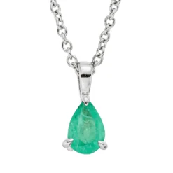Collier aus 750 Gold Weißgold Smaragd 0,39ct grün L:45cm