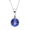 Collier aus 585 Gold Weißgold Tansanit 1,47ct blau L:45,7cm