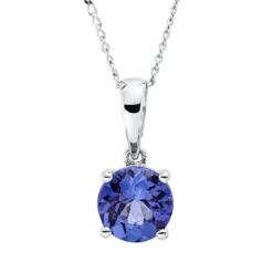 Collier aus 585 Gold Weißgold Tansanit 1,47ct blau L:45,7cm
