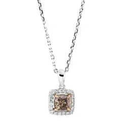 Collier aus 750 Gold weiß/rot 21 Diamanten 0,66ct L:42cm 4er-Krappe
