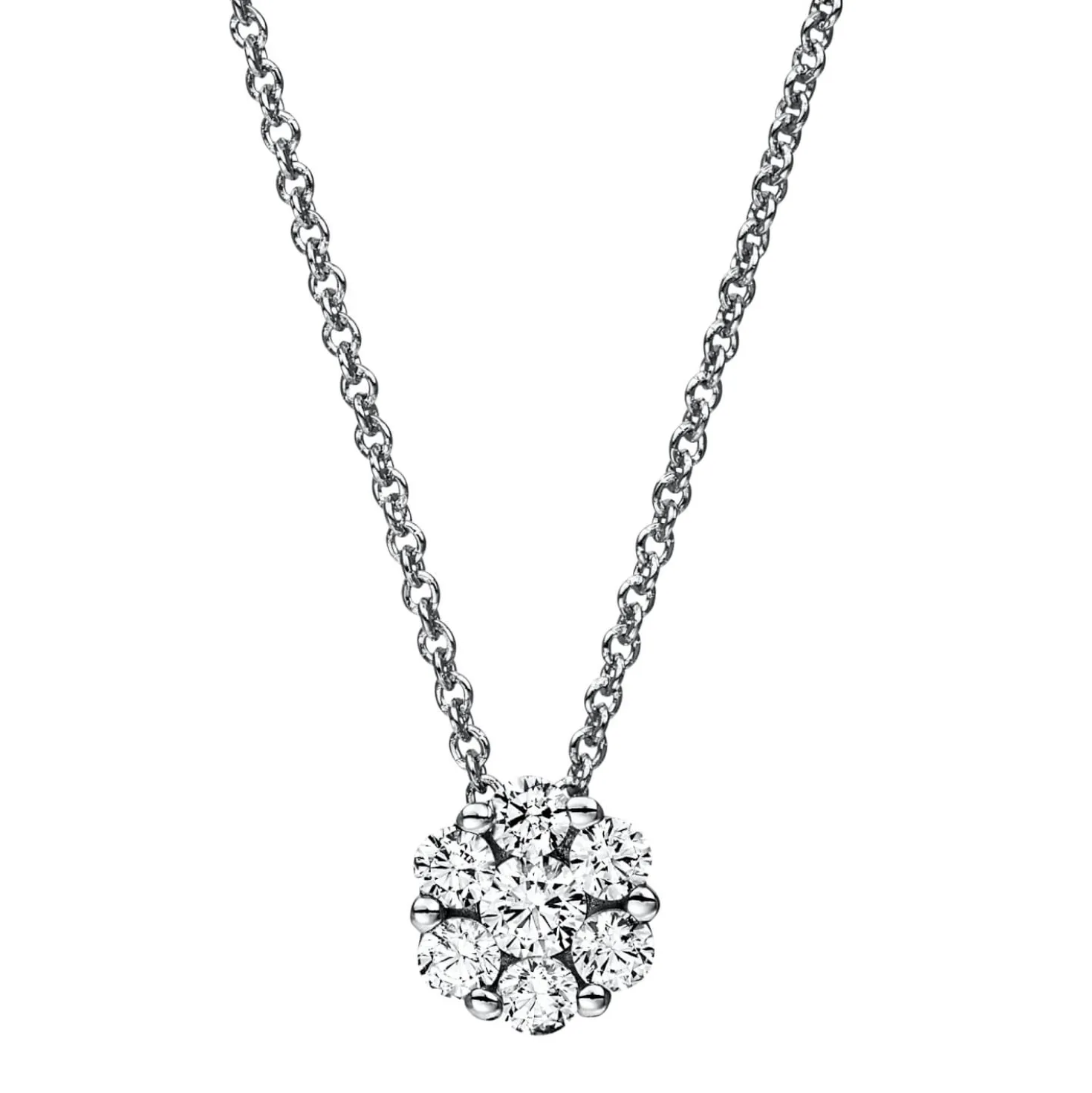 Collier aus 950 Platin 6 Brillanten 0,38ct TW-SI 1 Brillant 0,14ct TW-SI L:42cm