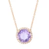Collier aus 750 Rotgold Amethyst 2,8ct pink 26 Brillanten 0,14ct TW-SI Ø11,3mm