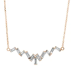 Collier aus 750 Rotgold 11 Diamanten Baguette-Schliff 0,89ct TW-SI L:43,2cm